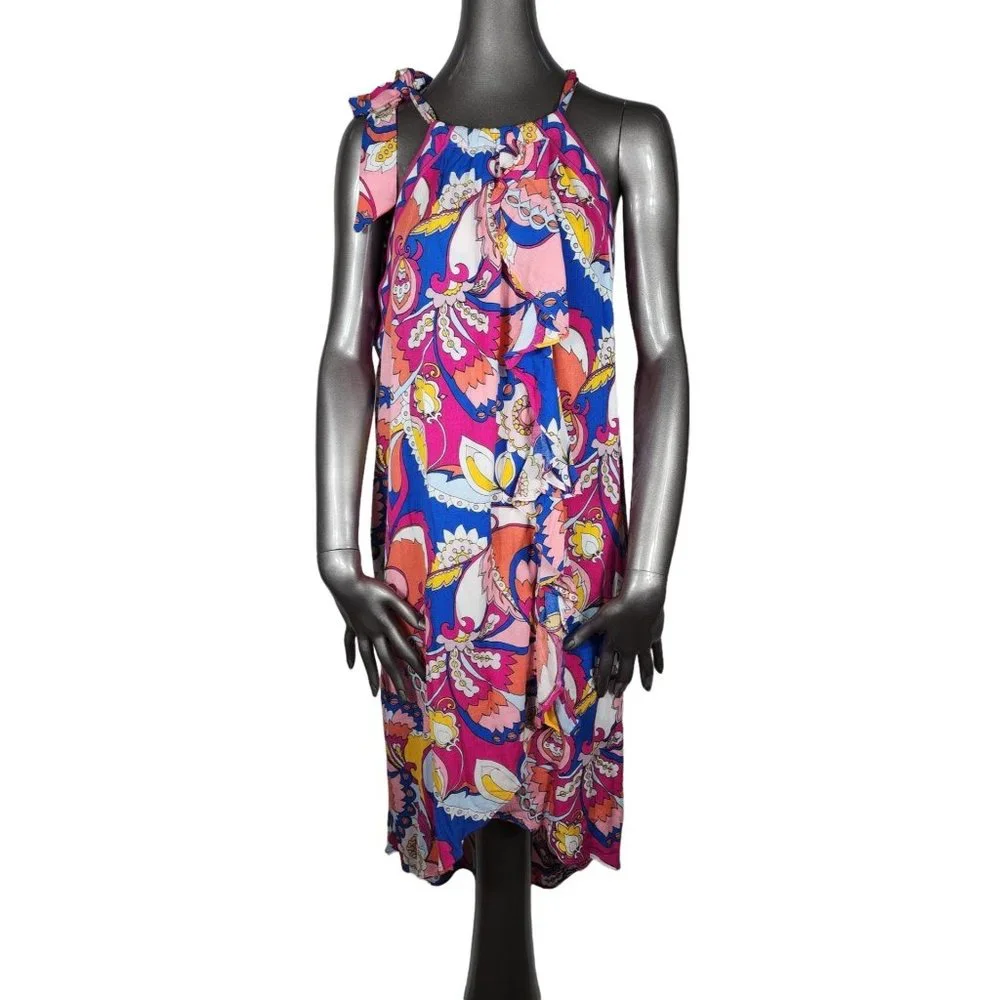 Trina Turk NWT Sevilla Swimsuit Coverup Dress Blue Pink Large - Picture 3 of 7
